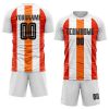 Custom White Black-Orange Sublimation Soccer Uniform Jersey