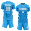 Custom Light Blue White Home Sublimation Soccer Uniform Jersey